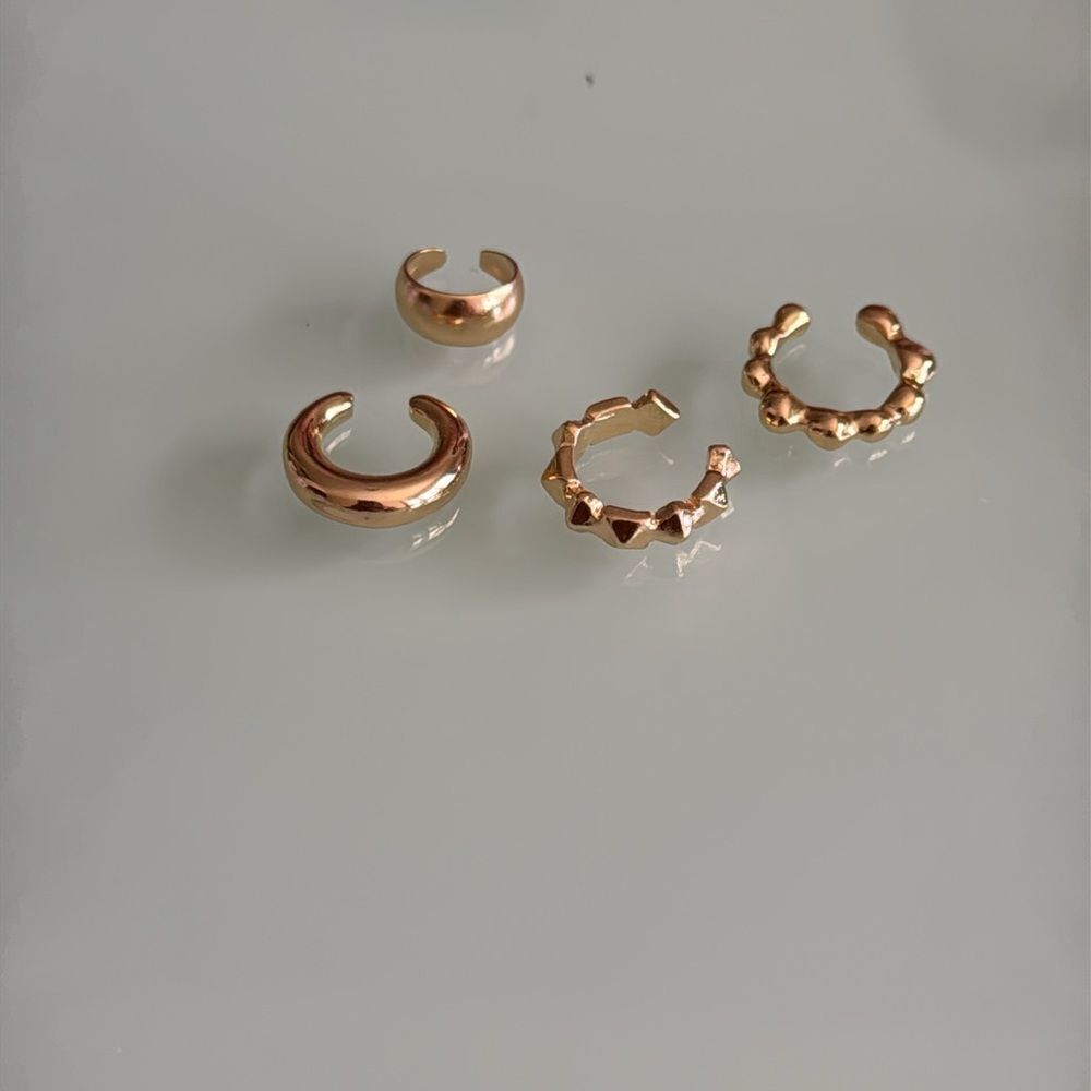 Gold Minimalist cuff Set A1431 - Picture 3 of 4